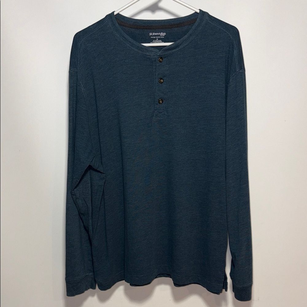 St. John's Bay Men's Dark Blue Long Sleeve Henley